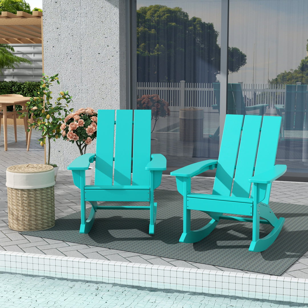 Ashore Outdoor Patio Modern Adirondack Rocking Chair (Set of 2)