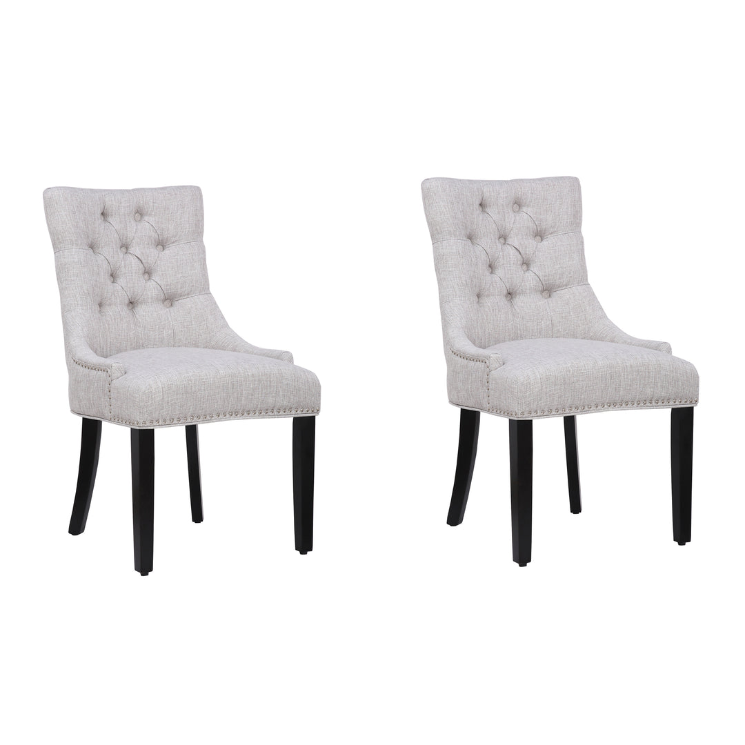 Hayes Upholstered Wingback Button Tufted Dining Chair (Set of 2)