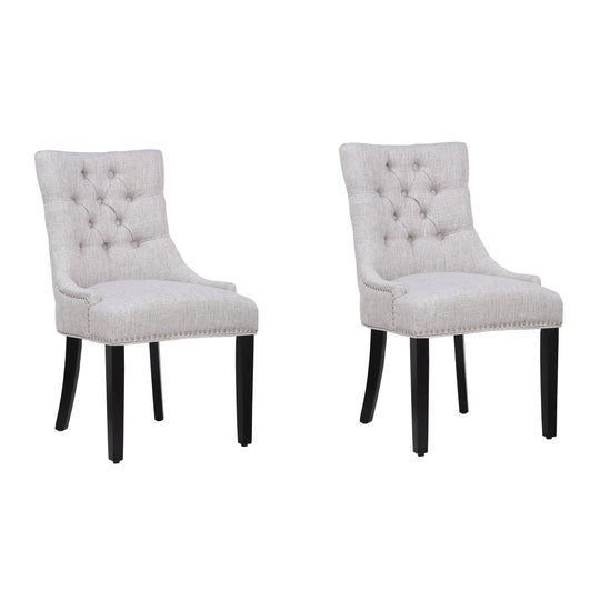 Hayes Upholstered Wingback Button Tufted Dining Chair (Set of 2)