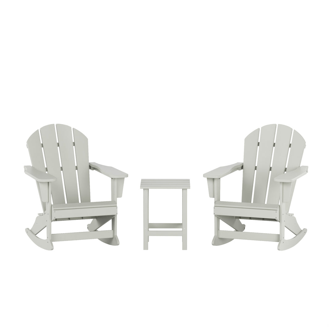 Malibu 3-Piece Set Outdoor Patio Rocking Adirondack Chairs with Side Table