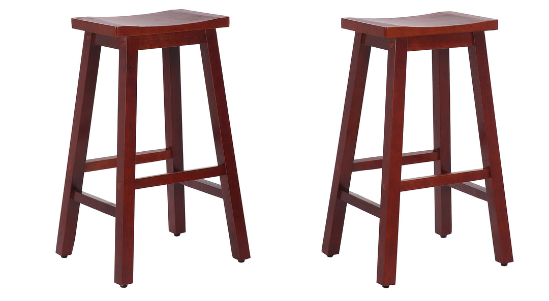 Reed 29" Solid Wood Saddle Bar Stool (Set of 2)