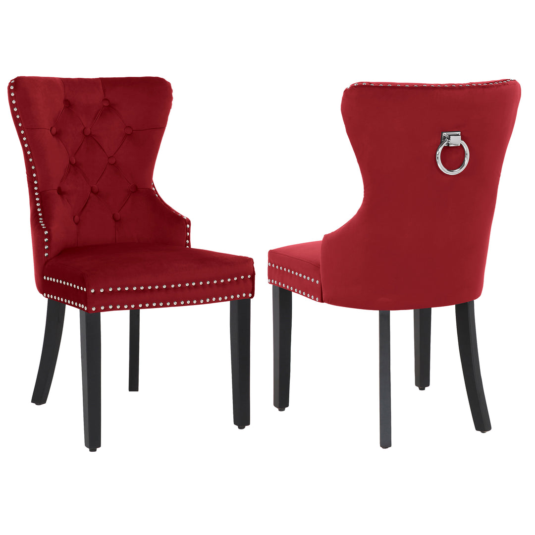 Wordford Velvet Upholstered Tufted Dining Chairs (Set of 2)