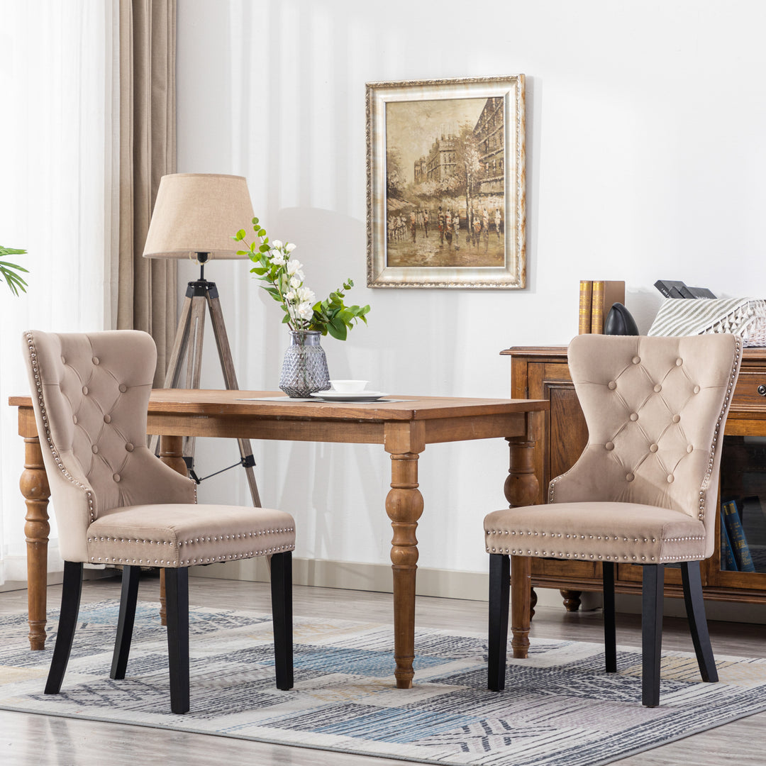 Wordford Velvet Upholstered Tufted Dining Chairs (Set of 2)