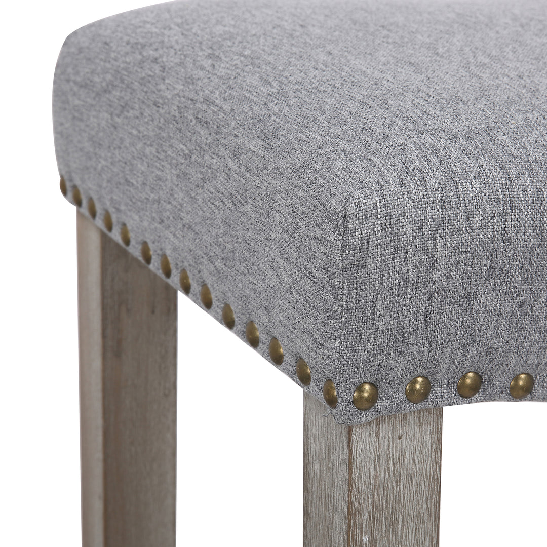 Lenox 24" Upholstered Saddle Seat Counter Stool (Set of 2), Antique Gray